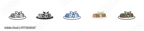 Yule Log Icon Set Multiple Style Collection