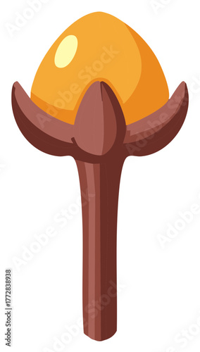 Simple graphic vector illustration of a whole aromatic clove spice for culinary seasoning
