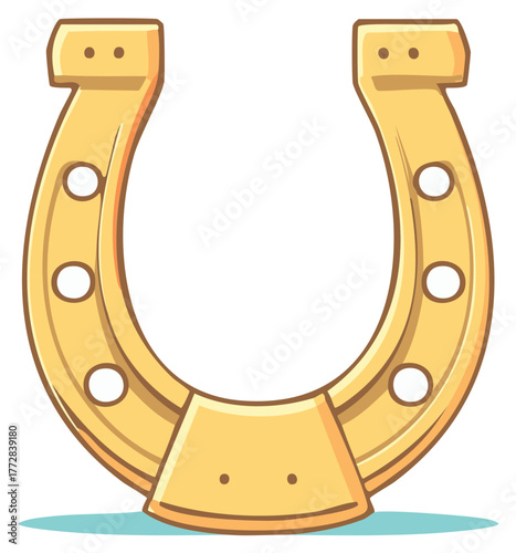 Lucky Golden Horseshoe Cartoon Vector Illustration