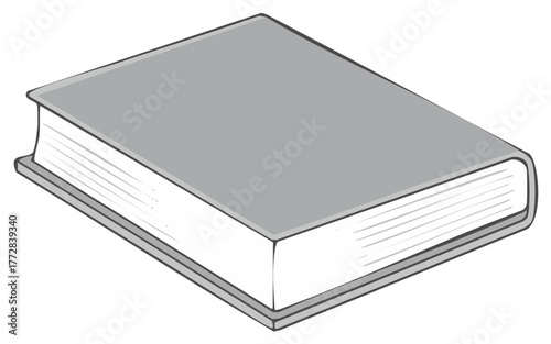 Closed Gray Hardcover Book Illustration