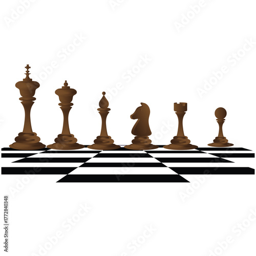 Chess Pieces for Strategic Board Game Vector Set