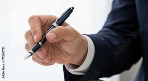 Hand signing document with pen