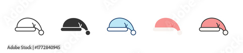 Santa Hat Icon Set Multiple Style Collection