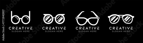 Set of eyeglass logo design templates. Modern isolated eyeglass design for brands, accessories, and optical stores.