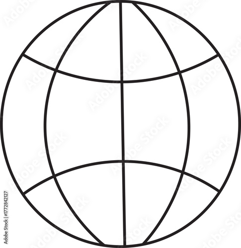 Global Sphere Outline Symbol World Map on Grid Lines Representing International Connectivity