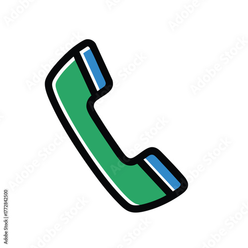 Green Telephone Handset Icon Illustration.