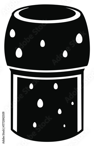 Wine Bottle Cork Illustration Black and White Isolated on White Background