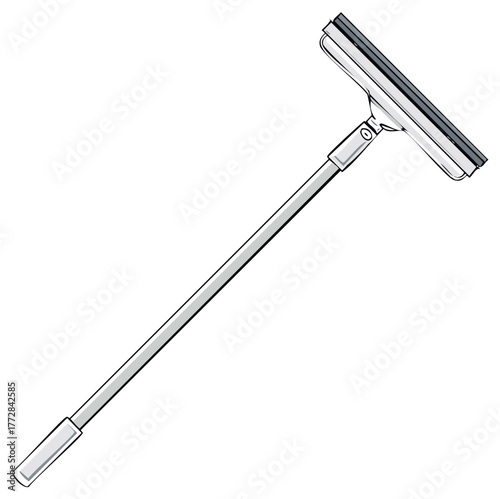 Vector illustration of a long handled squeegee for window cleaning