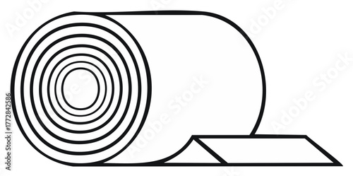 Stylized illustration of a roll of material with spiraling inner layers and a bent section