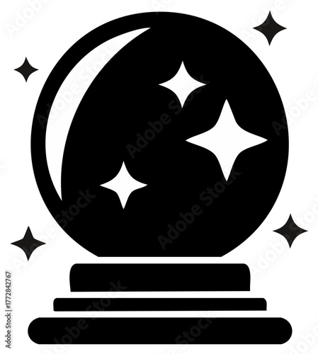 Mystical Fortune Teller Orb with Shining Stars Prediction Icon Design