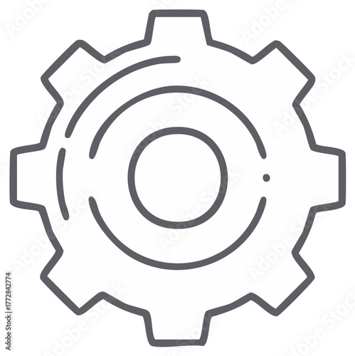 Gear line icon for settings development and progress symbol