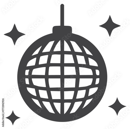 Sparkling disco ball vector icon for a retro party and nightclub celebration graphic