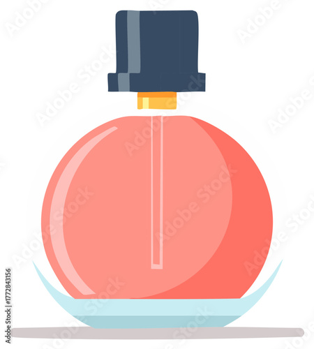 Stylish Sphere Perfume Bottle Isolated Illustration