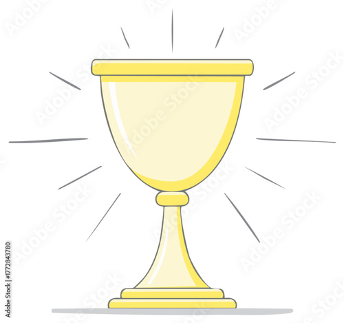 Glowing golden chalice, cup with light rays vector illustration