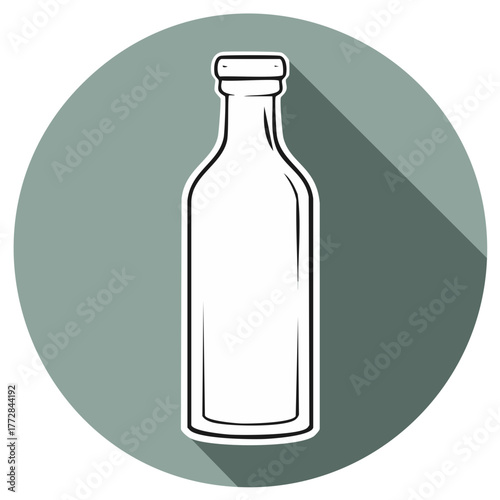 Minimalist Bottle Icon with Long Shadow Modern Flat Design Graphic Element