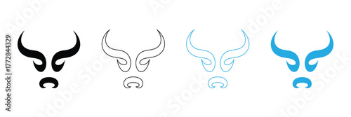 Unleash raw power with these bull logo designs! Perfect for a bold brand identity, showing strength and resilience. Use in business to convey a powerful brand.