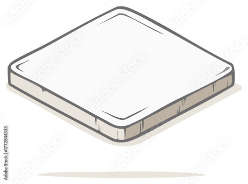 Isometric vector illustration of a bed mattress in shades of white and brown with subtle shadows.