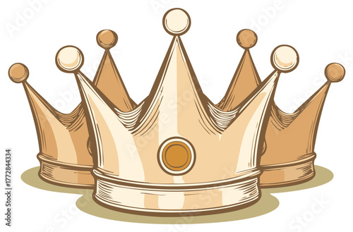 Royal Crown Collection with Golden Tones, Royalty, and Victory Illustration