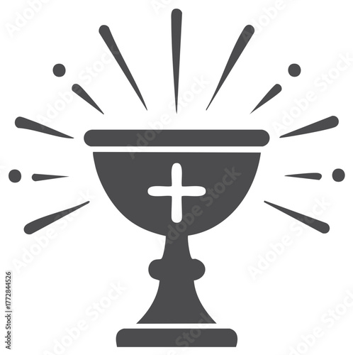 Holy Chalice Symbol Radiating Spiritual Grace with Cross Iconography
