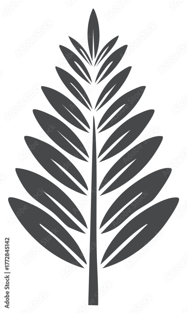 Obraz premium Stylized Fern Frond Silhouette Vector Graphic Design