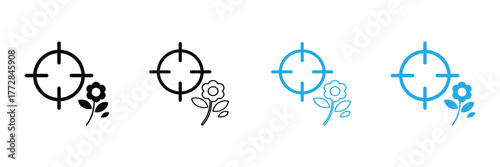 Find your focus with these unique vector designs of targeting flowers. Representing growth, precision, and achieving your goals in black and blue.