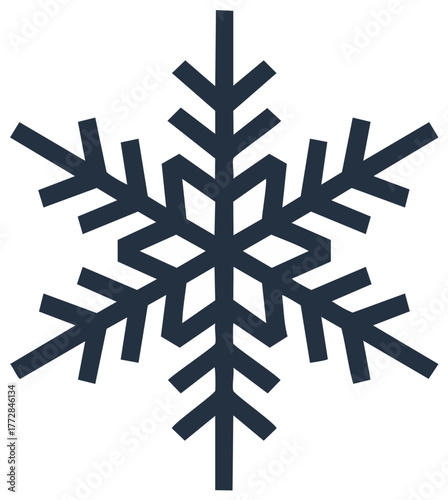 Stylized Six Pointed Snowflake Icon Simple Winter Season Graphic