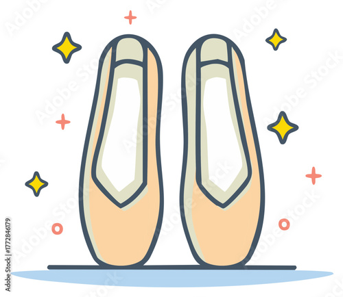 Elegant Ballet Slippers Illustration - Pointe Shoes Dance Icon, Performance Art