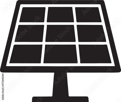 black and white solar panel illustration