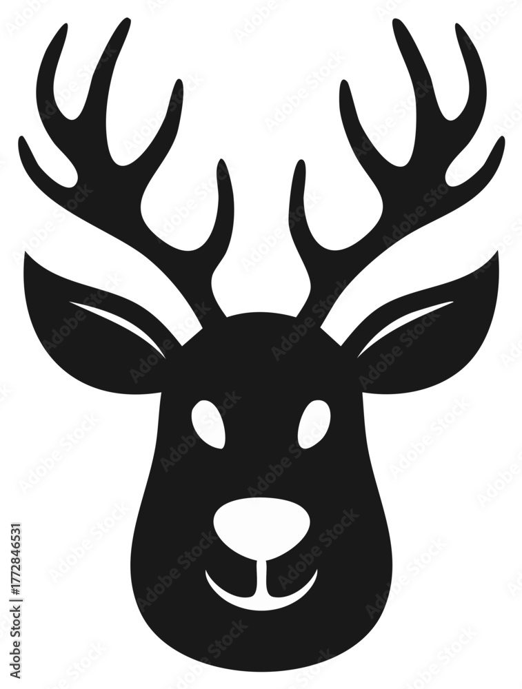 Naklejka premium Stylized Reindeer Head Illustration for Festive Season Decoration or Christmas Decoration