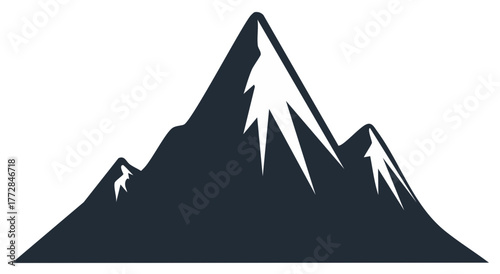 Silhouette of Snowy Mountain Peaks Simple Icon for Outdoor Adventure and Exploration