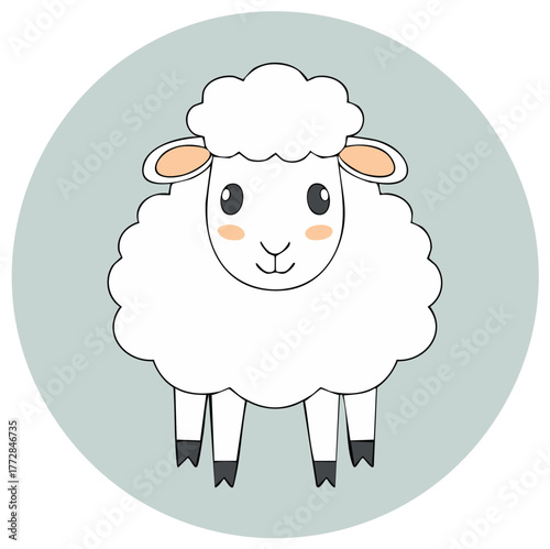 Cute cartoon sheep illustration with fluffy wool and friendly face