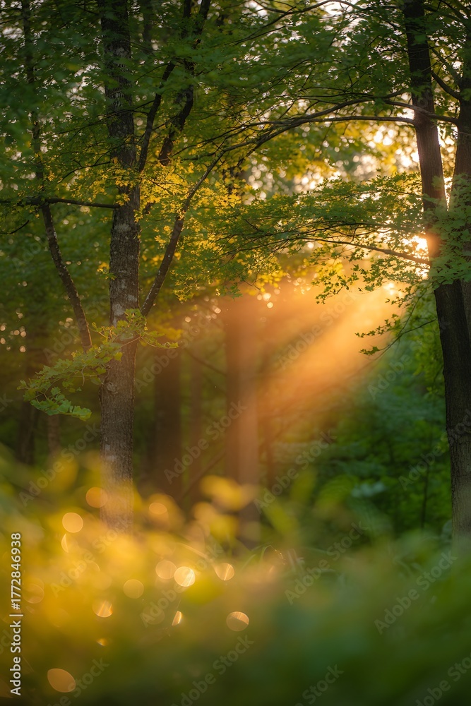 Fototapeta premium Sunbeam forest path