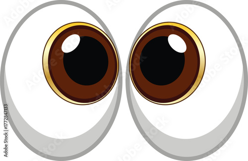 Cartoon eyes looking forward with wide pupils