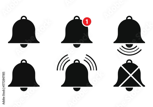 Notification Bell and Alert Icon Set.