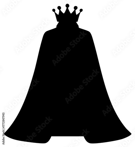 Regal Crown and Royal Cape Silhouette Symbolizing Power and Authority