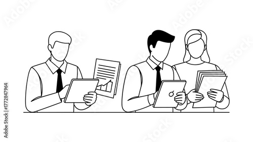 Business team working together with documents and tablets