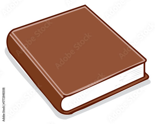 Closed hardcover book illustration graphic with brown cover and white pages