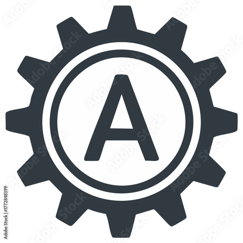Settings gear icon with bold capital letter A inside for customization or administration