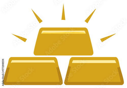 Shining gold bars stacked glittering illustration of treasure and wealth