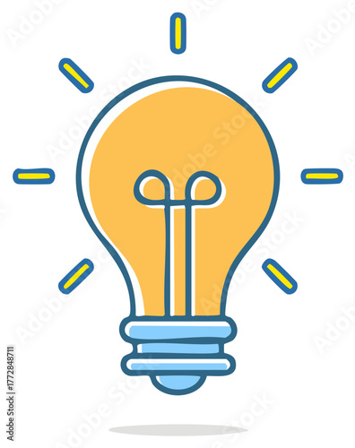 Stylized Light Bulb Icon with Radiating Lines Symbolizing New Ideas and Creative Solutions