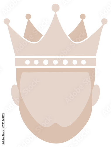 Royal person illustration with crown showing authority and leadership in pastel colors