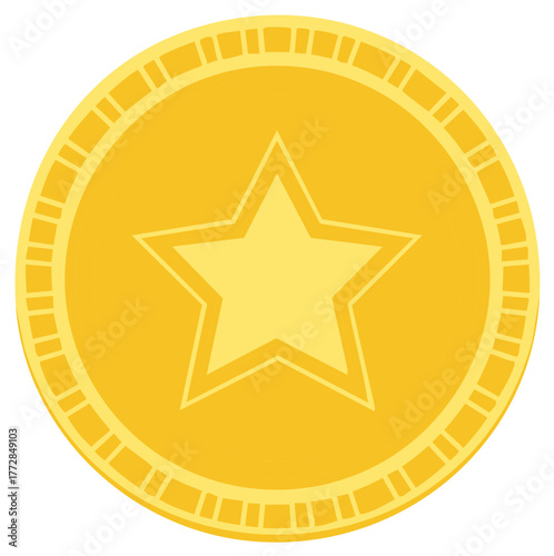 Bright gold coin featuring a central star emblem for business recognition or achievement rewards