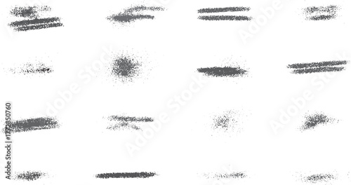 Abstract black brush stroke and splatter texture collection for designers. Creative ink blots and paint stroke textures for artistic backgrounds. 