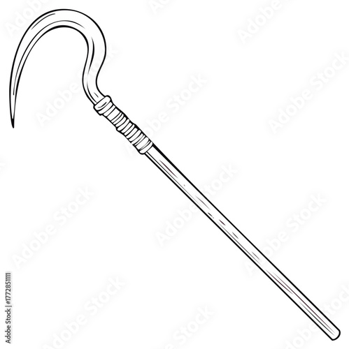 Ancient Egyptian crook and flail symbol, stylized line drawing for history and mythology