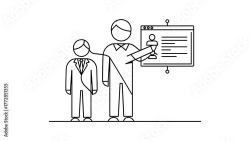 Mentor is giving advice to a young businessman