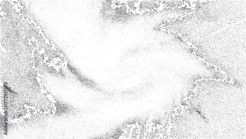 Freeze motion of white color powder.  Scattered sugar on a black background. 