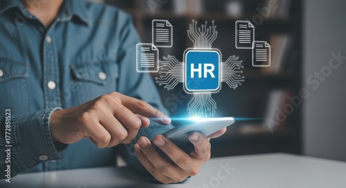 Hr management technology mobile app interface for human resources digital process