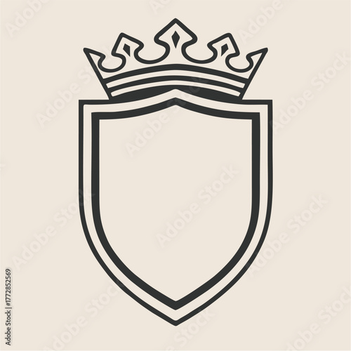 Abstract Alphabet A-Z Crown Shield Emblem in Minimal Line Art Vector Style for Luxury Branding, Royal Crest Design, Classic Heritage, and Zenith Elegant Identity Concept