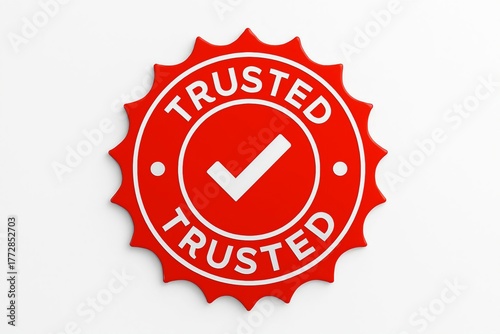 Wallpaper Mural Red circular badge with a white checkmark and the word trusted repeated for emphasis on a white background Torontodigital.ca