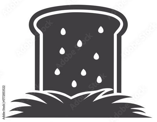 Slice of bread with seeds and green grass graphic illustration